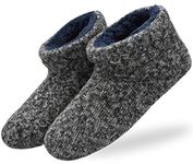 COFACE Men's Slipper Boots Wool Knitted Warm Boot Slippers for Men Booties Fleece Fur Lined Winter House Shoes Bedroom Socks Indoor Size 13