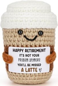 BackURyear Funny Retirement Gifts for Women Men, Office Retired Farewell Leaving Going Away Gift for Her Him Coworkers Boss Friends, Happy Retirement Party Decor, Handmade Crochet Coffee