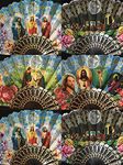 New Set of 12 Religious Summer Black Hand Fan with Gift Bag/Folding Fan with Gift Bag for Church Gift/Baptism Favor/