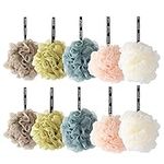 Bekith 10 Pack Bath Loofah Sponge, Assorted Colors Mesh Shower Pouf Ball Body Scrubber