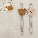 Checkered Bear Dummy Clip for Baby 