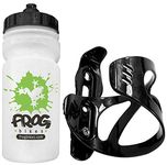 Frog Bikes Kids Sugar-Starch Eco Friendly 600ml Cycling Bottle & Reversible Side-Entry Cage Kit (Black)