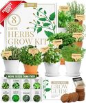 HOME GROWN Deluxe 8 Herb Garden Kit – Best Gifts for Women, Unique Christmas Gardening Present for Mom, Her, Friend – Birthday Gift Gardeners, New Home Housewarming Kitchen Live Plant Starter