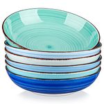 vancasso Bonita Pasta Bowls 38 oz, Large Ceramic Salad Bowls, Pasta Bowl Set of 6, Microwave & Dishwasher Safe Soup Bowls, Serving Bowls, Cool Colors