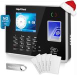 HapAttend Time Clock - Fingerprint Time Clocks for Employees Small Business Automatic Calculate Hours, H2 Standalone Biometric Clock in Machine for Employees with 5 RFID Cards (0 Monthly Fees)