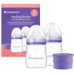 Lansinoh Anti Colic Baby Bottle - 2 Pack 160 ml - NaturalWave® Teats Reduces Nipple Confusion - BPA & BPS-Free Breastfeeding Bottle Feeding Stackable Lid Fridge Freezer Milk Storage Feeding Bottles