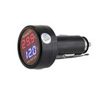 WUERKIYA 2 in 1 car Truck Bus Voltmeter & Thermometer Display, 12v 24v Battery Voltage Temperature Meter Monitor Tester Gauge Indicator