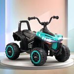 Baybee Monstro ATV Battery Operated Electric Bike for Kids | Rechargeable Ride on Baby Big Bikes with Light, USB & Music | Beach ATV Bike | Electric Bike for Kids 2 to 5 Year Boys Girls (Teal Green)