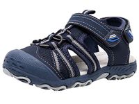 Ahannie Boys Girls Outdoor Sport Sandals,Kids Closed Toe Beach Sandals, Toddler Summer Sandals (Color : Navy/Gray)