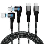 100W Magnetic Charging Cable,Magnetic USB C Cable (2 Pack, 5ft), USB C to USB C Cable, 480Mbp/s Data Transfer, Right Angle 5A Super Fast Charging, Compatible More USB C Devices