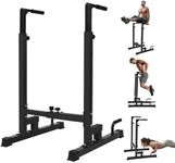 Yes4All Dip Stand 500 LBS Capacity, 80 Levels Adjustable Dip Bars, Dip Station Machine for Home Gym - Black