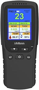 LifeBasis Air Quality Monitor Formaldehyde Detector, Indoor Air Pollution Sensor for HCHO TVOC VOC AQI PM1.0 PM2.5 PM10 Particles Ultrafine Dust, TEMP HUM Real Time Air Tester Kit for Home Office Car