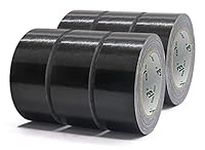 BOMEI PACK Duct Tape Black Reinforced 6 rolls 48 mm x 32m Heavy Duty Cloth Gaffer Tape Premium,190 mic,Waterproof for Duct Repairing,Moving Box Sealing,Labeling,Home DIY Jobs