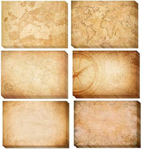 Papel vintage pergamino mapas, 110g/m², Surtido 30 hojas A4, Antiguo envejecido, Mapa del tesoro, Doble cara, para Escribir y imprimir, Manualidades, recortes, scrapbook