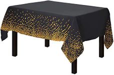 Lalantopparties Polka Dot Disposable Table Cover for Party Table Decoration, Birthday, Anniversary, Bridal Shower, Bachelor Decoration Covers Any Table Up to 8Ft (54 X 108) - Black & Gold Polka Dot