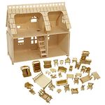 LEMOGO Wooden Dolls House with Furniture - Wooden Handcraft Construction Kit (DH0031)