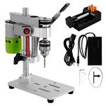 Mini Benchtop Drill Press with Work Light | Rear-Mounted 795 Motor, Small Bench Drilling Machine for Woodworking, Jewelry & Crafts, B10 Chuck, Motor & Belt Guard