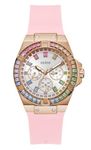 GUESS Ladies 39mm Watch, Pink/Rose Gold Tone/White, one, Modern