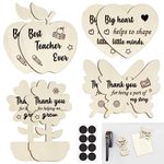 HONMOK Thank You Teacher Gifts 8 Pieces Best Teacher Wooden Fridge Magnets Teacher Appreciation Gifts for Women Men Pre School Nursery Leaving Graduation Presents for Teacher Assistant from Students