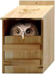 WildYard Owl House Real Wood - Easy to Hang - Prebuilt Owl Box for Outside - Houses Owls & Kestrels - Cedar Shavings & Screws Included - Owl Nesting Box, Barn Owl, Screech Owl Houses for Outdoors