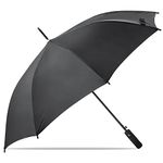 Kraptick Long Handle Umbrella, Golf Umbrella, Big Size Long Handle Black Umbrella for Heavy Rain, Large Umbrella with Foam Grip and UV Protection for Men and Women (BLACK)