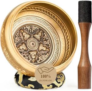 Hihealer Tibetanische Klangschalen-Set 100% Handgefertigt in Nepal, Große Klangschale mit Anleitung, Schlegel, Kissen, Geschenkbox; Meditation, Yoga, Chakra-Heilung, Weihnachtsgeschenke für Frauen