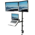 VIVO Laptop and Dual 13 to 27 inch LCD Monitor Stand up Desk Mount, Extra Tall Adjustable Stand, Fits Laptops up to 17 inches, Black, STAND-V012L