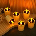 Solar Candle Lights ,Flameless Candle Lights,Solar Rechargeable Tea Wax lamp,6 flameless Candle Light, Suitable for Wedding, Valentine's Day, Halloween, Christmas, Garden Decoration, etc. (White)