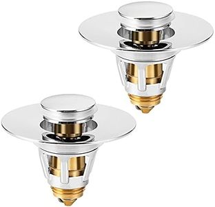 Drifop Universal Bathroom Sink Stopper, Basin Pop-up Bathroom Sink Drain Strainer, Bathroom Drain Stopper with Stainless Steel Hair Catcher for 1.1-1.5 Inch Drain(2 PCS, Silver)