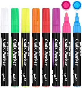 TWOHANDS Stylo Craie Pour Tableau Noir, Marqueurs à Craie liquide Couleurs Vives (Lot de 8), Pointe Réversible, Feutre Craie Effaçable pour Fenêtres, Tableaux, Enseignes, Verre, 19547