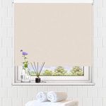 LUCKUP 100% Blackout Waterproof Fabric Window Roller Shades Blind, Thermal Insulated,UV Protection,for Bedrooms,Living Room,Bathroom,The Office, Easy to Install 71 x 183 cm(Cream)