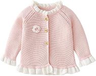 Vivobiniya Baby Girl Cardigan Toddler boy Knit Sweater Girl Clothes boy Sweater (12-18m (31.4in) 80cm, Pink(Falbala)