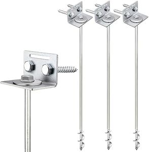 Ground Anchors Screw in - 24" Set of 4 with Brackets and Drill Bit - Earth Anchors - Mobile Home Anchors - Storage Shed Anchor Kit - Swing Set Anchors for Metal Swing Set - Playset Anchors - Tie Down