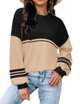 Zeagoo Women Striped Long Sleeve Sweatshirt Oversized Pullover Tops Teen Girls Cute Sweatshirts Fall Y2K Preppy Clothes Hoodies Small