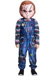 IKALI Kids Halloween Killer Doll Costume Boys Girls Chucky Fancy Dress Up Outfit Courage Jumpsuit with Mask 7-8Y