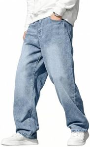 JMIERR Mens Baggy Jeans Wide Leg Y2K Denim Pants, Light Washed Blue, XL