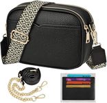 TEUEN Crossbody Bags Women Leather, Small Ladies Shoulder Bags Elegant Handbags Phone Bag With 2 Removable Wide Strap & Chain Cross Body Bag With 4 Card Slots