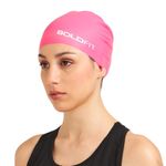 Boldfit Swimming Cap for Men Silicone Swimming Caps for Women Unisex Swim Cap for Boys Girls & Kids Swimming Cap for Women Super Elastic Training Swim Caps for Men Silicone Head Cap Easy Fit - Pink