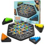 Chain Triangle Game, Chain Triangle Board Game, Territory Capture Family Game, Triggle Rubber Chess Band Game, Triggle Board Game with Rubber Band, 2 to 4 Players, Ages 3+ (1set)