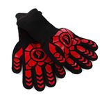 Alfresco Chef Black Heavy Duty Heat Resistant Gloves (up to 500°c) for BBQ, Barbecue, Grill, Wood Pizza Oven, Cooking, Baking, Grilling / 2 piece Heatproof Oven Glove