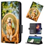 TIANDIMY Personalized Photo Wallet Phone Case for iPhone 6 Custom Name on Leather Side Flip Wallet Phone Cases, Card Holder, Stand Wallet Cover for iPhone 6 Black