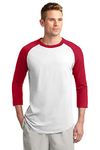 Sport-Tek Colorblock Raglan Jersey. T200, White/Red, 5XL