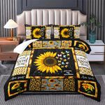 Tuzaovy Sunflower Bedding Sets Twin Quilt,Yellow Sunflower Comforter Set Twin,Yellow Twin Bedding Sets for Girls,Western Twin Size Bed Comforter Set for Teen Boys,Boho Twin Comforter Set for Girls