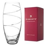 DIAMANTE Swarovski Barrel Vase 'Toast Swirl' - Hand Cut Crystal Vase with Swarovski Crystals - 30cm