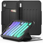 SEYMAC Case for iPad mini 6th Generation 2021 [8.3 inch], Kids Shockproof Full Body Protective Case with Auto Sleep/Wake Magnetic Smart Cover, Multi-angle Stand, Pencil Holder for iPad mini 6 (Black)