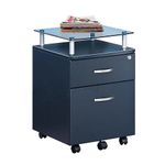 Techni Mobili Rolling Storage Cabinet with Glass Top, Graphite