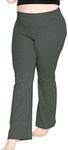 STRETCH IS COMFORT Women's Foldover Plus Size Yoga Pants All Charcoal Gray 4X