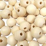 TOAOB 100pcs Wooden Beads Round Wood Beads 20mm for Crafts Decoration DIY Jewelry Making