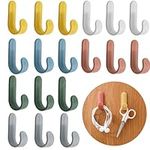 BieFuDan 24 Pack Self Adhesive Hooks Utility Wall Hooks Key Hooks for Wall Decorative Key Holder Rack Command Hooks for Towels, Hats, Entryway,Bathroom, Kitchen, Living Room, Office