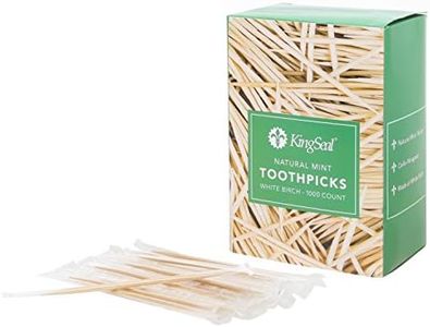 12,000 Count | KingSeal Individually Cello Wrapped Mint Flavor Birch Wood Toothpicks, 2.5 Inch Length, Commercial Bulk Pack - 12 Boxes x 1000